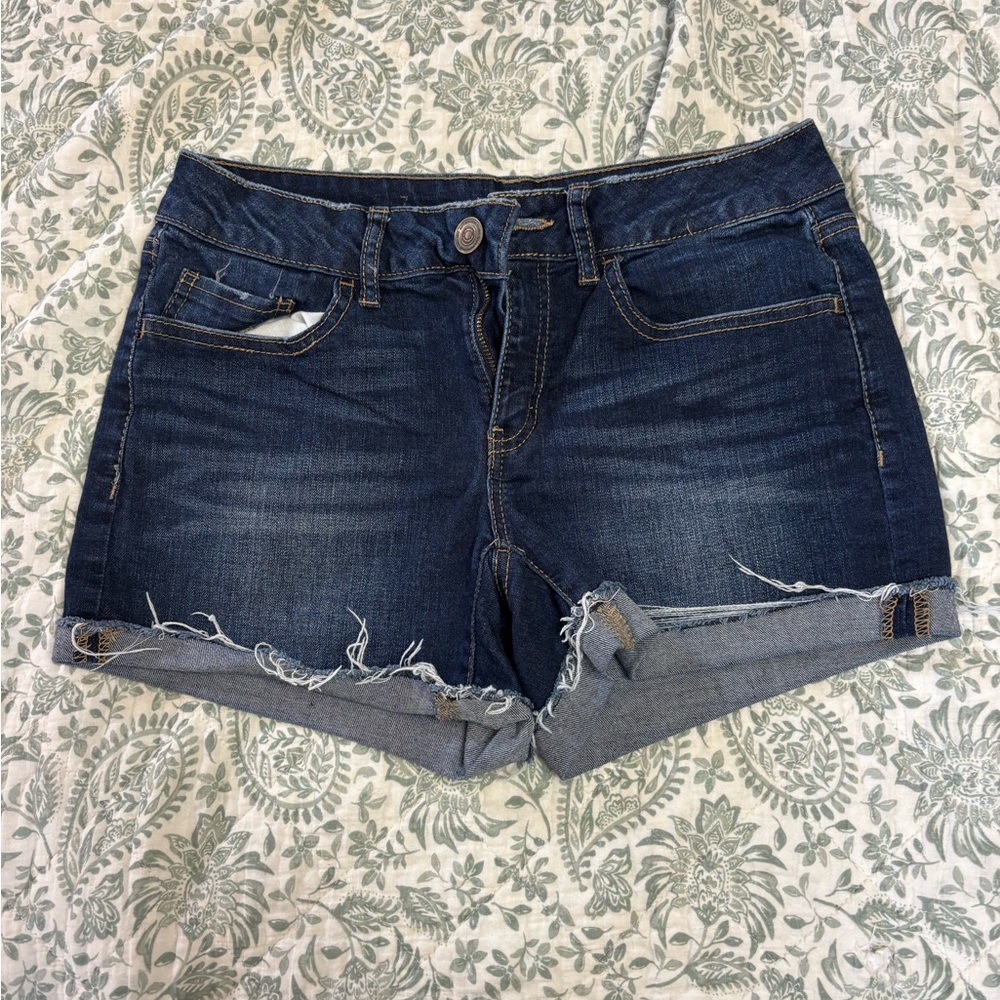 Dark Wash Denim Cuffed Women's Shorts